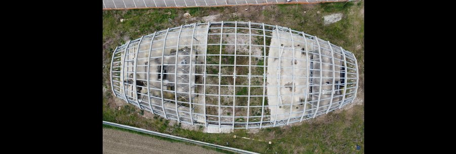 Aula magna di San Felice sul Panaro (MO): la copertura ellittica Ortofoto da drone: Aula magna di San Felice sul Panaro (MO): la copertura ellittica