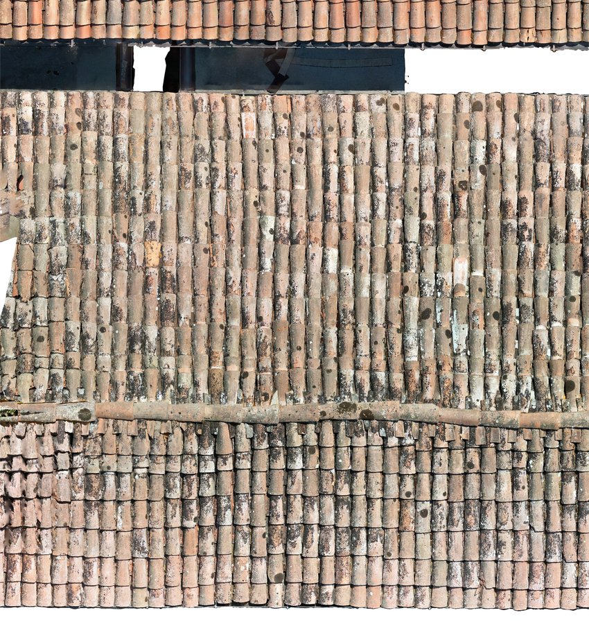 Certosa di Bologna: il manto in coppi di una tomba Ortofoto da drone: Certosa di Bologna: il manto in coppi di una tomba