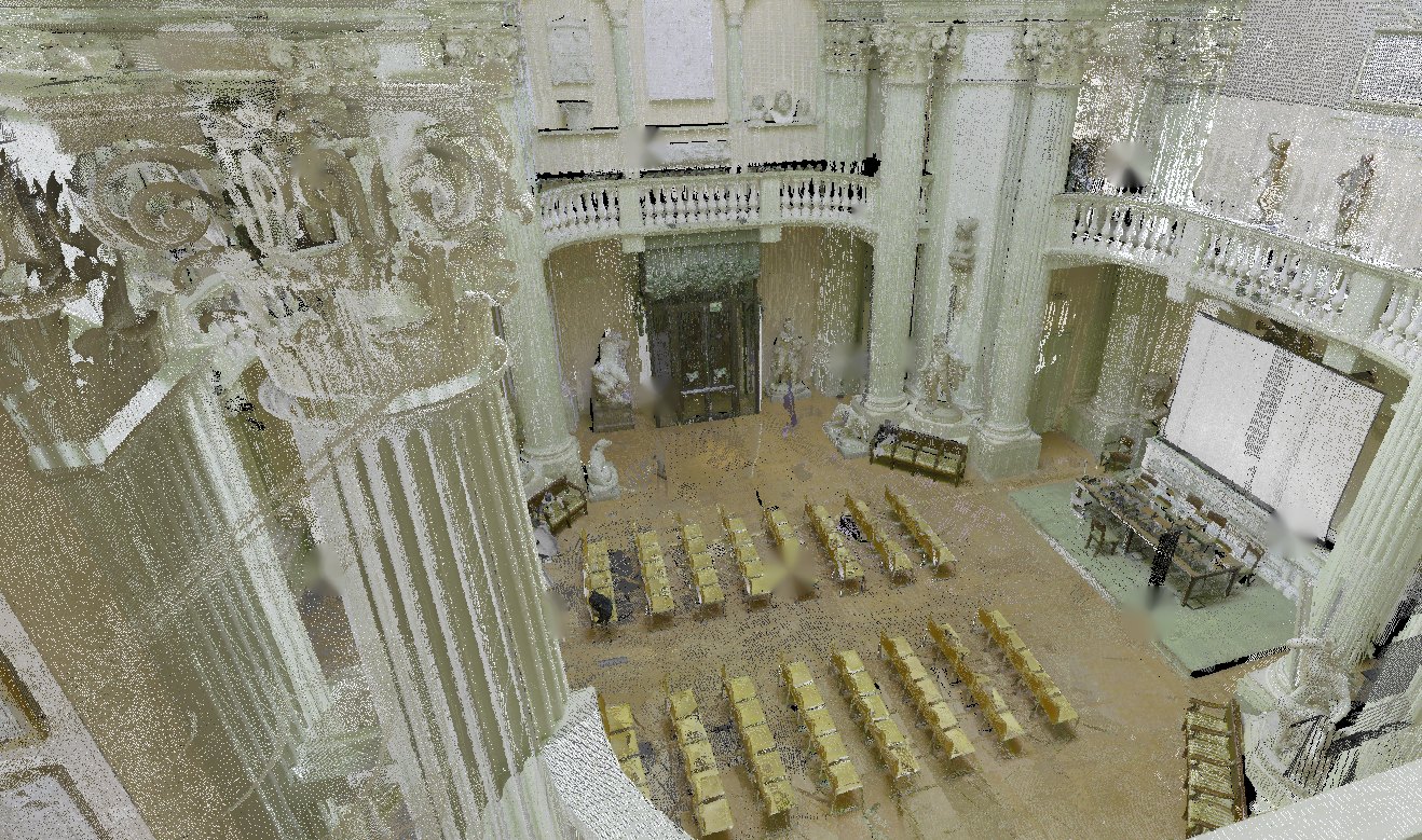 Aula Magna dell'Accademia nella nuvola di punti a colori