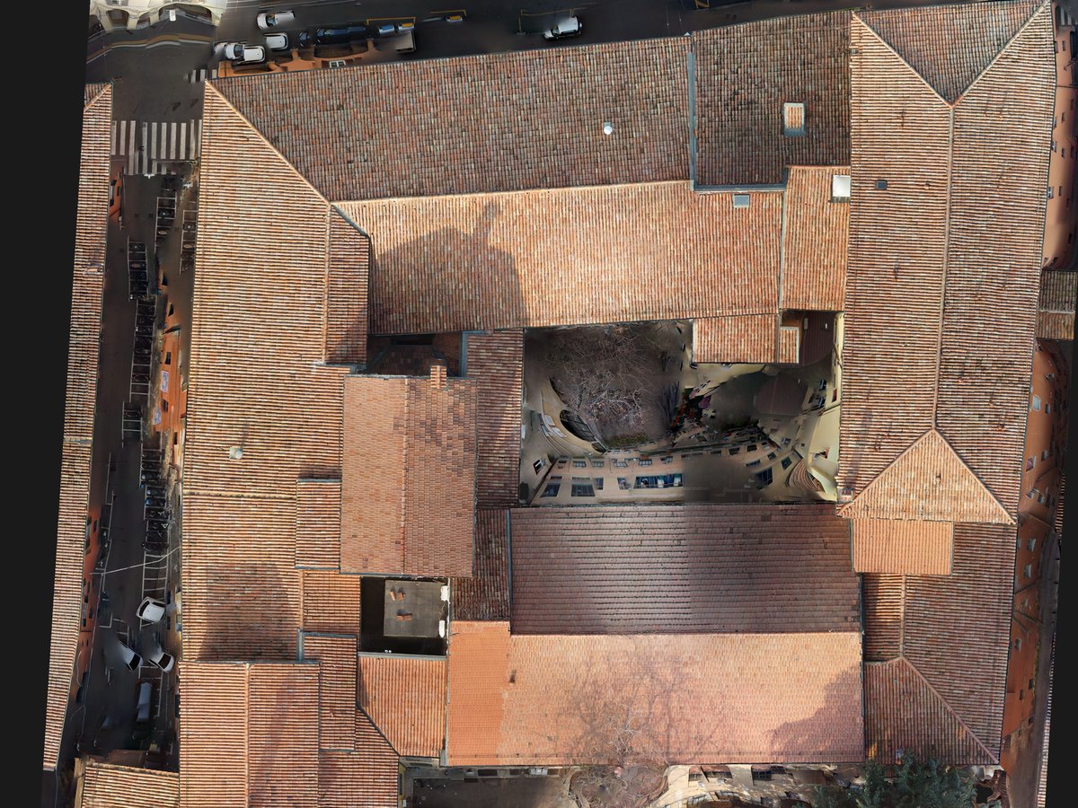 Ortofoto da drone delle coperture della Clinica Odontoiatrica di Bologna
