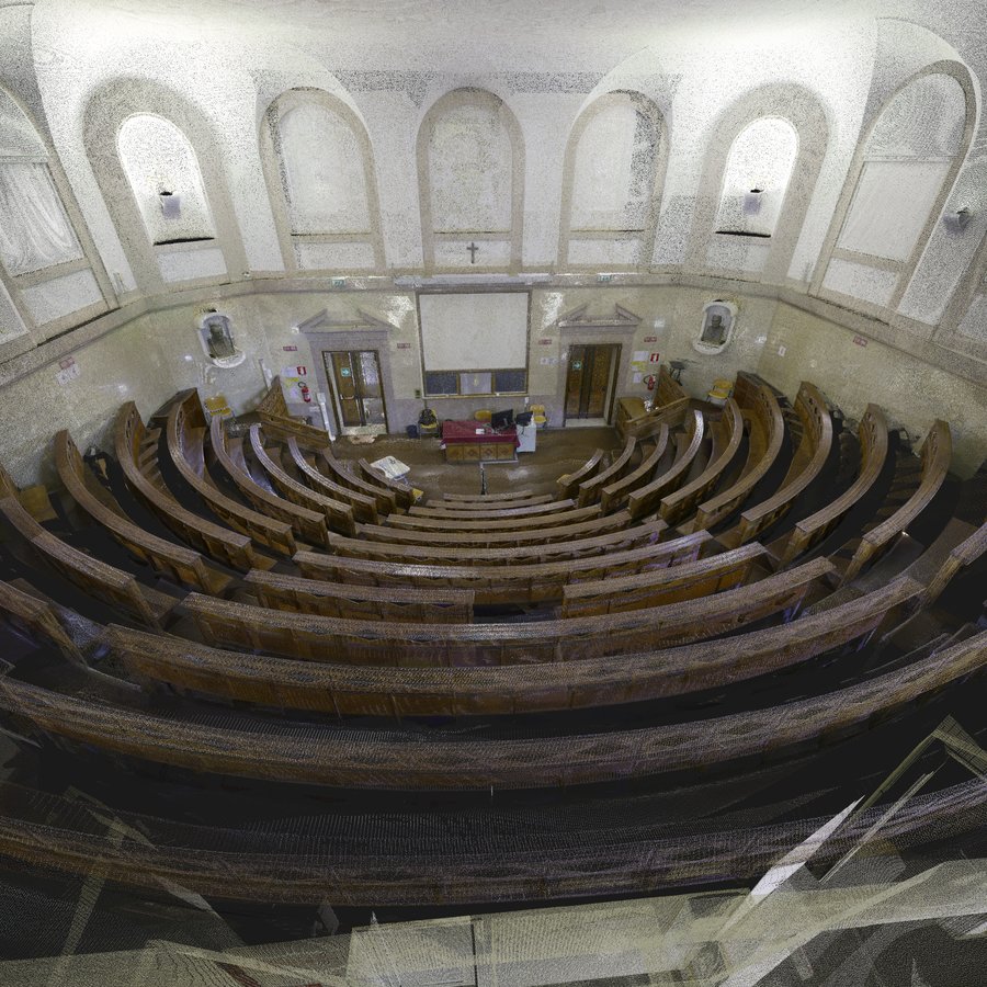 Aula Magna del Sant'Orsola, Bologna: l'emiciclo delle sedute Nuvola di punti da laser scanner: Aula Magna del Sant'Orsola, Bologna: l'emiciclo delle sedute