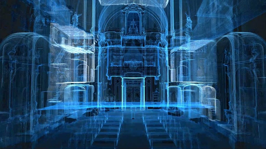 San Francesco di Paola, Milano: l'interno in trasparenza Nuvola di punti da laser scanner: San Francesco di Paola, Milano: l'interno in trasparenza