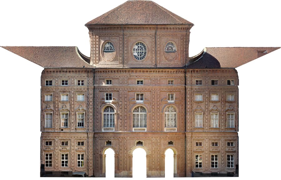 Palazzo Carignano, Torino: facciata interna nord-ovest Ortofoto da rilievo fotogrammetrico: Palazzo Carignano, Torino: facciata interna nord-ovest