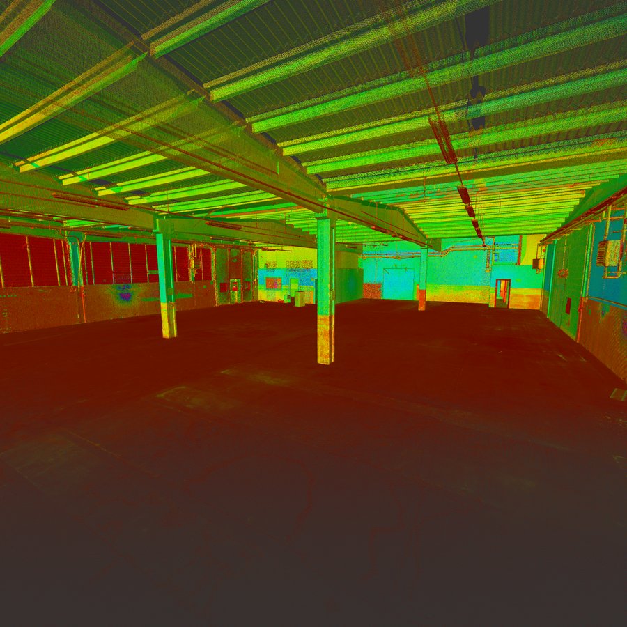 Capannone a Modena: l'interno nella nuvola di punti Nuvola di punti da laser scanner: Capannone a Modena: l'interno nella nuvola di punti