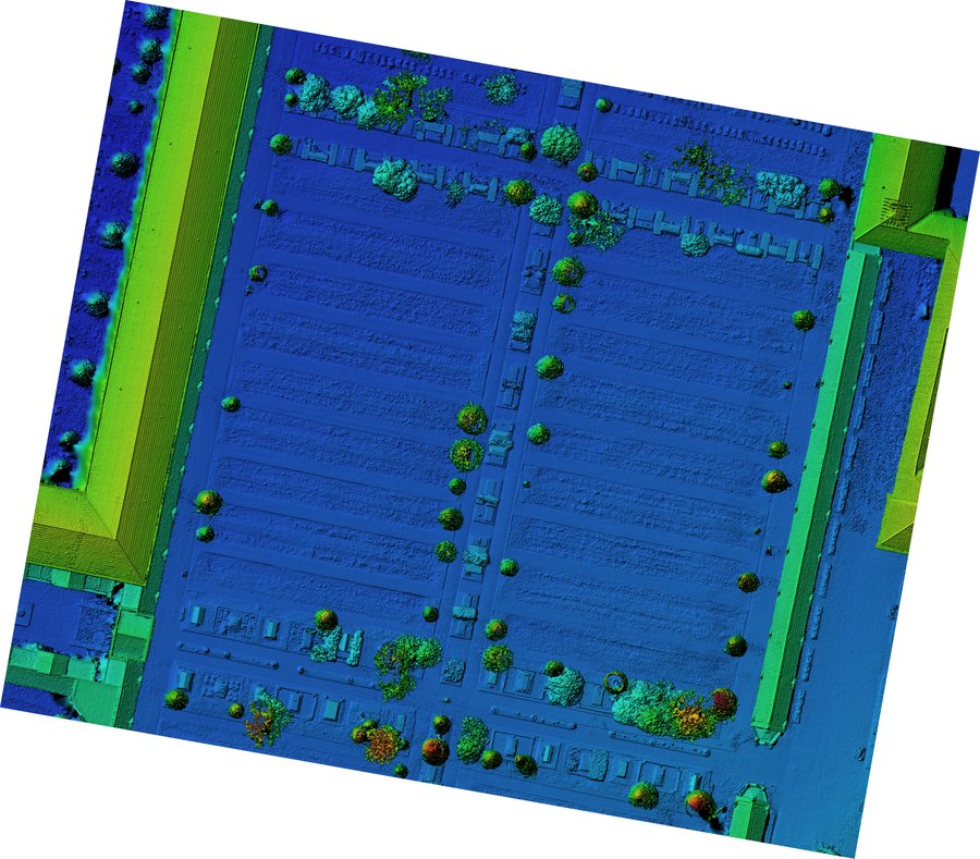 Campo dei Cattolici, Certosa di Bologna: il terreno con le alberature Modello digitale del terreno da drone: Campo dei Cattolici, Certosa di Bologna: il terreno con le alberature