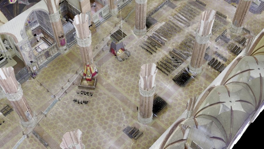 Basilica di San Petronio, Bologna: le volte tagliate viste dall'alto Nuvola di punti da laser scanner: Basilica di San Petronio, Bologna: le volte tagliate viste dall'alto