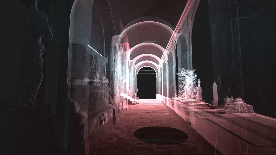 Certosa di Bologna: galleria ad archi Nuvola di punti da laser scanner: Certosa di Bologna: galleria ad archi